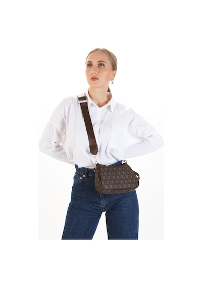 Newish Polo Kadın Farme Monogram Baget El Ve Omuz Çantası New111 Kahverengi