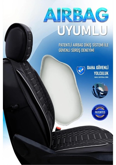 Tr Ford Kuga İle Uyumlu 2+1 Parçalı Lüx Deri Oto Koltuk Kılıfı Ön Arka Takım Royal Siyah Beyaz Genel
