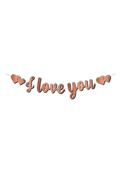 I Love You Kaligrafi Banner Rose Gold