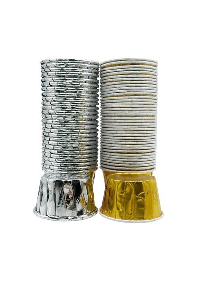 Gold Ve Silver Muffin Kek Kapsülü Altın Gümüş 50li - V Kağıt Çok Renkli Diğer