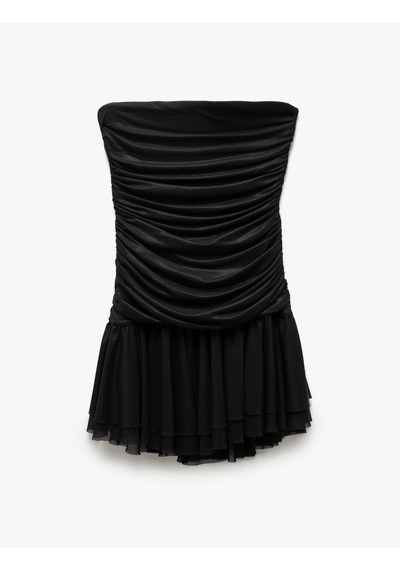 Koton Drape Detaylı Kolsuz Straplez Volanlı Mini Abiye Elbise Siyah 5sak80007fk Siyah Koton Drape Detaylı Kolsuz Straplez Volanlı Mini Abiye Elbise Siyah 5sak80007fk Siyah
