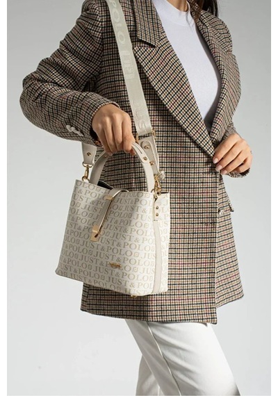 Just Polo Kadın Su Geçirmez Şık El & Omuz Çantası Ve Cüzdanı Kombin Shopper Vizon