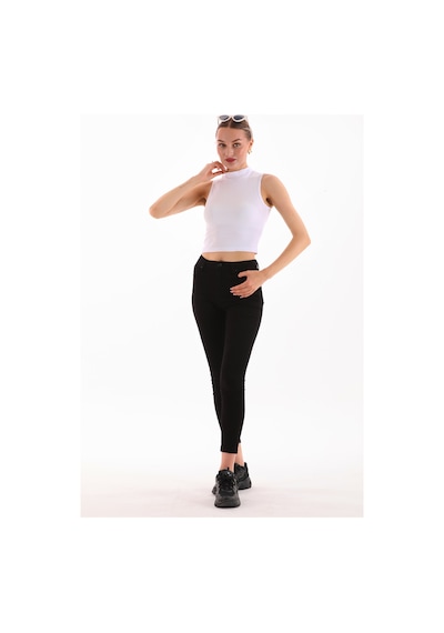 Loısy Kadın Likralı Kolsuz Crop Bluz BEYAZ Beyaz