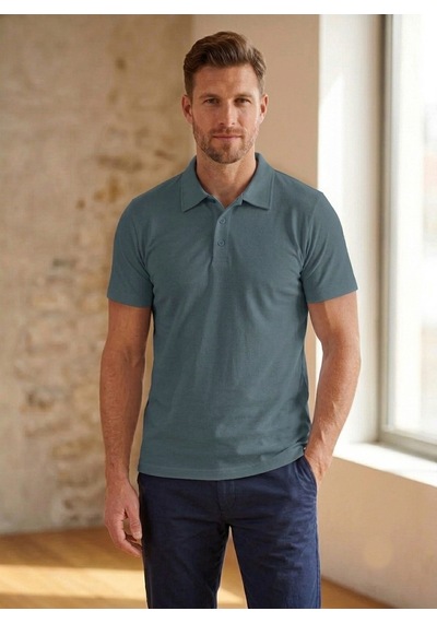 Smalltouch Unisex Kadın Erkek Polo Yaka Regular Kalıp Düğmeli Pike Tişört Antrasit