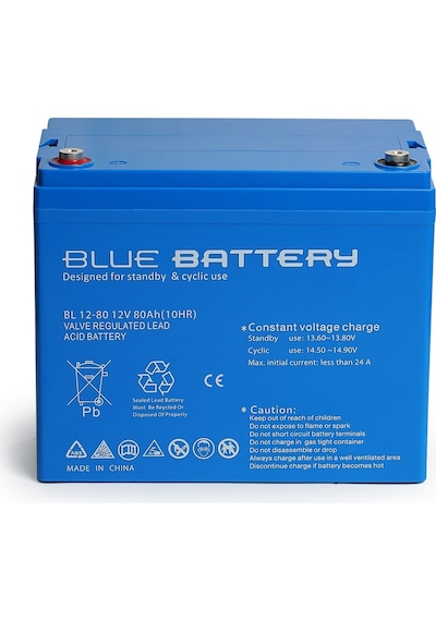 Blue Battery 12 V 80 Amper Bakımsız Kuru Akü Ups Aküsü