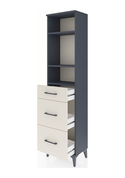 Arges Dolap 3 Raflı 3 Çekmeceli 44x30x182 Antrasit-aytaşı Antrasit