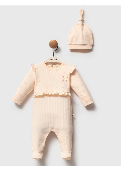 Moi Noi Baby Moi Noi 2li Şapkalı Fırfırlı Tulum - Pudra Somon