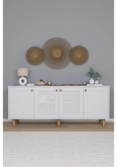 Bohem Serisi Natura 2 Kapak Pvc Hasır Desen Mat Beyaz Konsol Beyaz