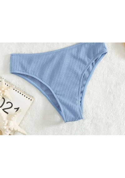 Angelsin Özel Fitilli Kumaş Yüksek Bel Bikini Altı Mavi