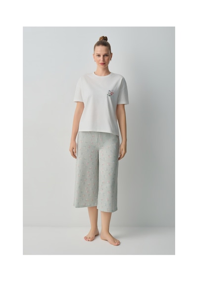 Suwen Julia Pamuklu Kapri Pijama Takımı Wsh1051001055 Yeşil