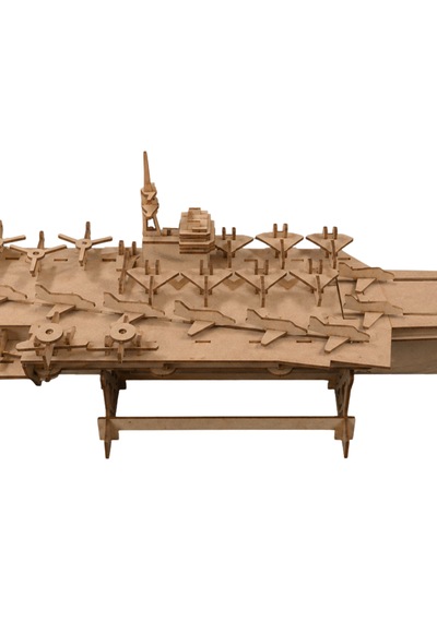 Uçak Gemisi Ahşap Maket Seti Dıy 3d Puzzle Deniz Kuvvetleri Koleksiyoner Modeli 171 Parça