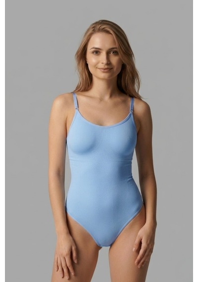 Kadın Slip Agraflı Karışımlı Kumaş Mavi Body
