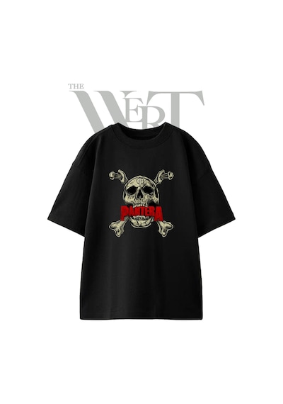 Thewert Pantera Skull 1 Tasarım Baskılı Ünisex Siyah Oversize T-shirt