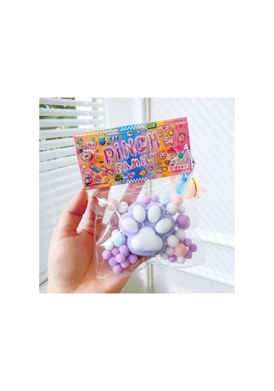Kedi Patisi Taba Jel Sukuşi - Squishy Tüylü Oyuncak Pati 7 Cm.