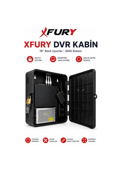 Fury Dvr Nvr Kamera Kayıt Cihazı Abs Kabini 42x32x11 Cm Metal Duvar Tipi Güvenlik Kabini
