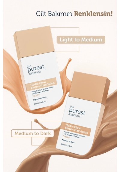The Purest Solutions Nemlendirici & Canlandırıcı Serum Fondöten SPF 50+, 30 ml – Açık / Orta Ton
