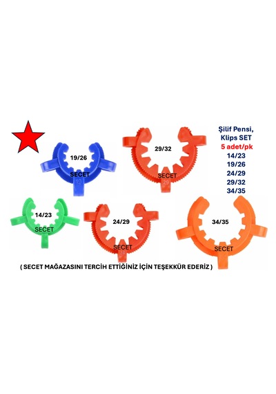 Şilif Pensi Klips Set 5 Adet/pk 14/23, 19/26, 24/29, 29/32, 34/35