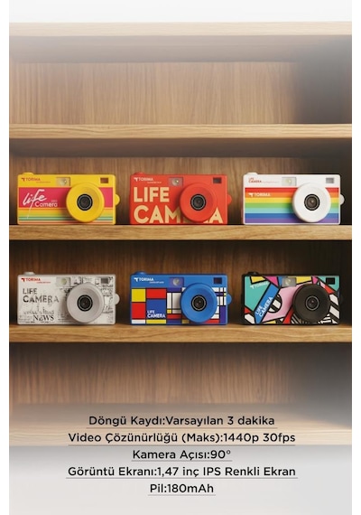 Torima Life Dijital   Kamera Selfie Video Vlog Kamerası Mini Fotoğraf Makinesi CMR47 Mavi