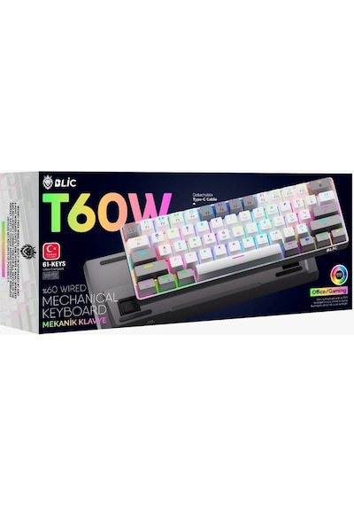 Miaxtreme T60w+wb Tam Mekanik Rgb Antighosting Red Switch Gaming Oyuncu Klavyesi T60 Gaming Klavye