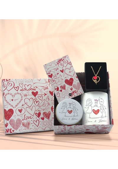 BK Gift Sevgiliye Özel Kutuda Hediye Seti, Kupa Bardak, Sevgili Hediyesi, Aşk Kolyesi, Kokulu Mum,Yıl Dönümü Hediyesi-1