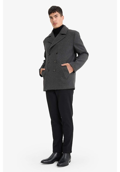 Defacto Slim Fit Dar Kesim Düğmeli Cepli Astarlı Kaşe Kaban Parka D1521ax25wnar198 Antrasit-ar198