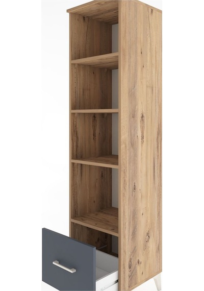 Hyperion Dolap 4 Raflı Tek Çekmeceli 44x44x182 Çam-antrasit Çam