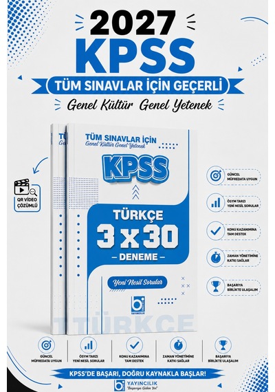 Bigelio 2027 Kpss Tüm Sınavlar İçin Türkçe 3 X 30 Deneme Sınavı Bigelio Yayıncılık