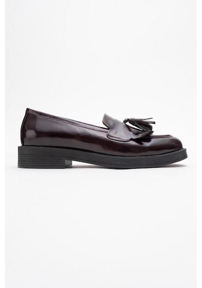 Luvishoes Luvi Shoes Milina Bordo Rugan Püsküllü Hakiki Deri Kadın Loafer Ayakkabı Bordo Rugan