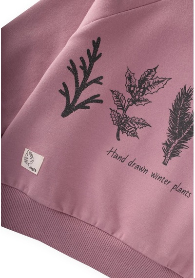Cigit Ağaç Baskılı Sweatshirt 1-7 Yaş Leylak