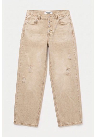 Kadın Kahve 12s6-76 Loose Baggy Fit Denim Jean