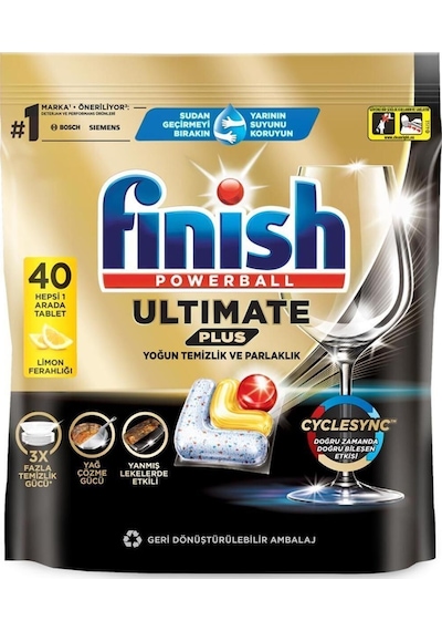 Finish Ultimate Plus Bulaşık Makinesi Deterjanı Kapsül Tablet Limon 40 Adet
