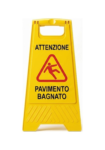 Üçtem Kaygan Zemin Uyarı Levhası Türkçe + İngilizce Katlanabilir Islak Zemin İkaz Tabelası Wet Floor Caution Sign Otel, Hastane, Avm Ve Ofis Kullanımı