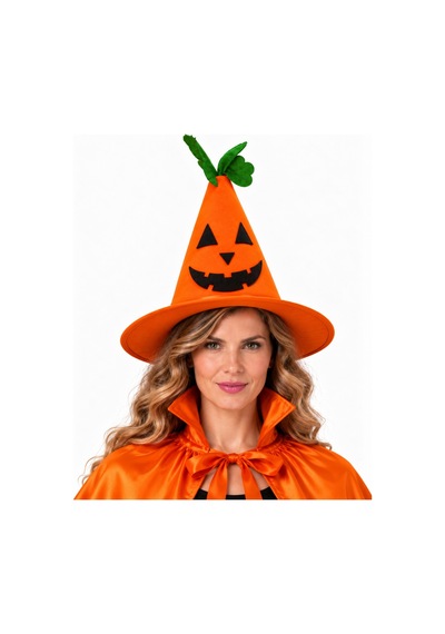 Halloween Bal Kabağı Cadı Şapkası Yetişkin Standart