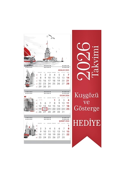 2026 Büyük Boy Gemici Takvimi Denizci Duvar Takvimi İstanbul 33x77,5 Cm Tek Renk