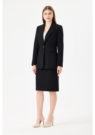 Velnara Moda Klasik Tek Düğme Ceket & Astarlı Kısa Kalem Etek - Kadın Takım Elbise Siyah- Velnara Tasarımı Siyah - 918616456 Siyah Velnara Moda Klasik Tek Düğme Ceket & Astarlı Kısa Kalem Etek - Kadın Takım Elbise Siyah- Velnara Tasarımı Siyah - 918616456 Siyah