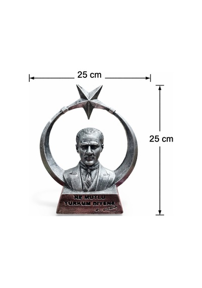 Atatürk Ayyıldız Biblo Heykel Gri