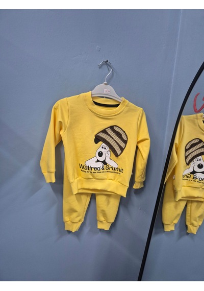 Güneş Kids Çocuk Sarı Köpek Figürlü İkili Takım Açık Sarı