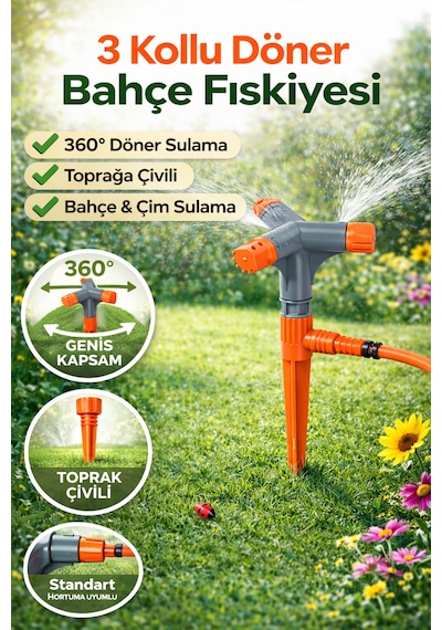 Dairesel Döner Fıskiye Kazıklı Bahçe Sulama Fıskiyesi Turbo Sprinkler Çim Bahçe Sulama Aparatı
