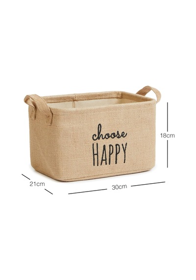 Ocean Home Textile Choose Happy Baskılı Sepet //30x21x18 Çok Renkli