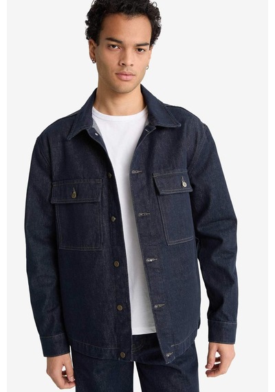 Defacto Relax Fit Düğmeli Jean Ceket F8292ax25aunm34 Mavi