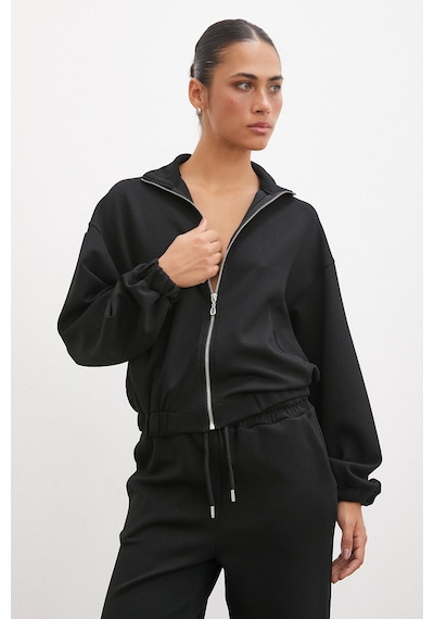 Never More Fermuarlı Sweatshirt Siyah