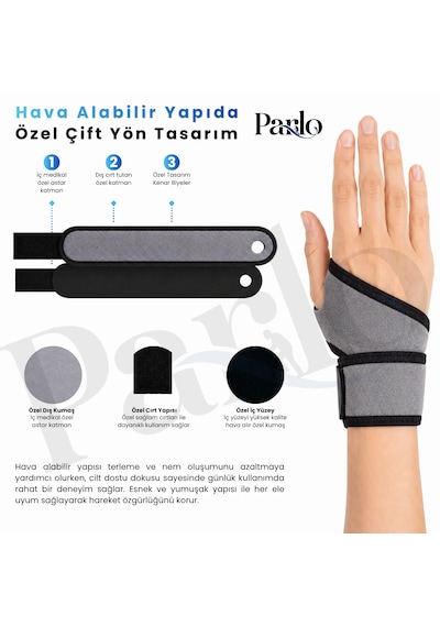 El Bilekliği Wristband 2'li Set Ayarlanabilir Cırtlı Ortopedik Neopren El Bilek Destek Bandajı