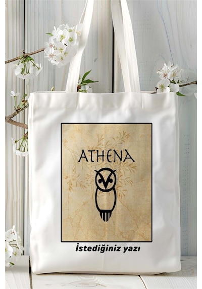 Art Hediye Athena Baskılı Bez Çanta Omuz Çantası Kişiye Özel Desen 3 Çok Renkli
