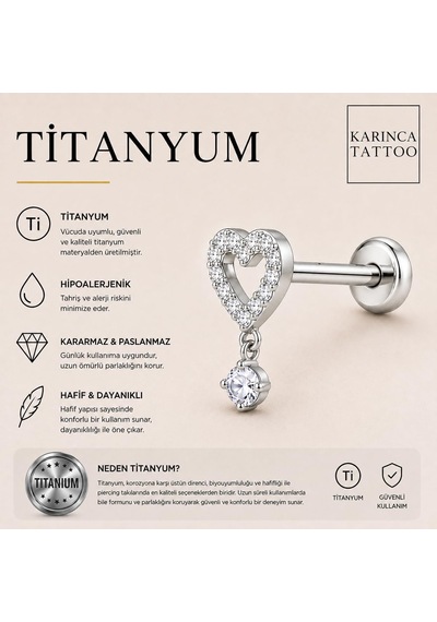 Kalp Zirkon Taşlı Sallantılı Titanyum Piercing Helix Kulak Flat Inner Conch Tragus Piercing çok renkli