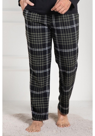 Mecit Pijama Mecit 3025 Yeşil Ekoseli Erkek Kalın Tek Alt Pijama Yeşil