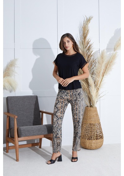 Sevim Kadın Kısa Kol Siyah Pijama Takım C7t7n651 001