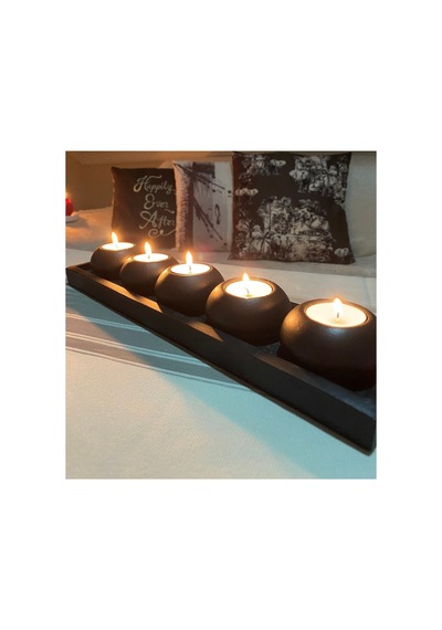 El Yapımı 5'li Beton Tabaklı Mumluk Set Tealight Set,dekoratif Obje,biblo ,mumlar Dahi Diğer