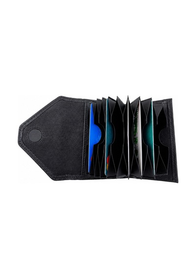 Alphaclub Bag Kadın Hakiki Deri Bölmeli Küçük Kartlık Cüzdan Siyah