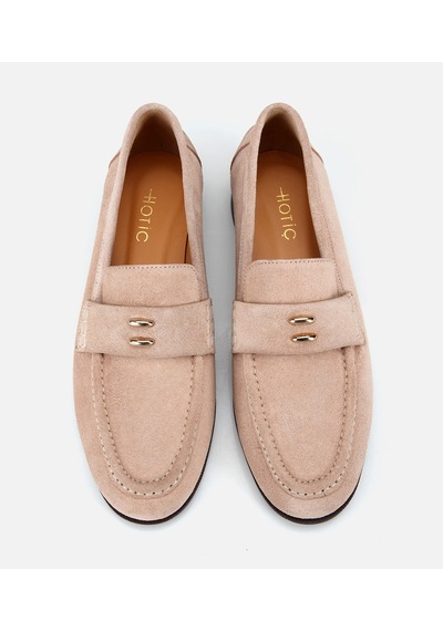 Hotiç Kadın Süet Deri Bej Toka Detaylı Klasik Loafer 01ayh321300a310 01ayh321300a310