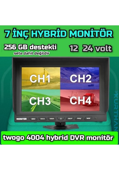 7 İnç Hybrid Dvr Monitör Kamerasız 256 Gb 12 - 24 Volt